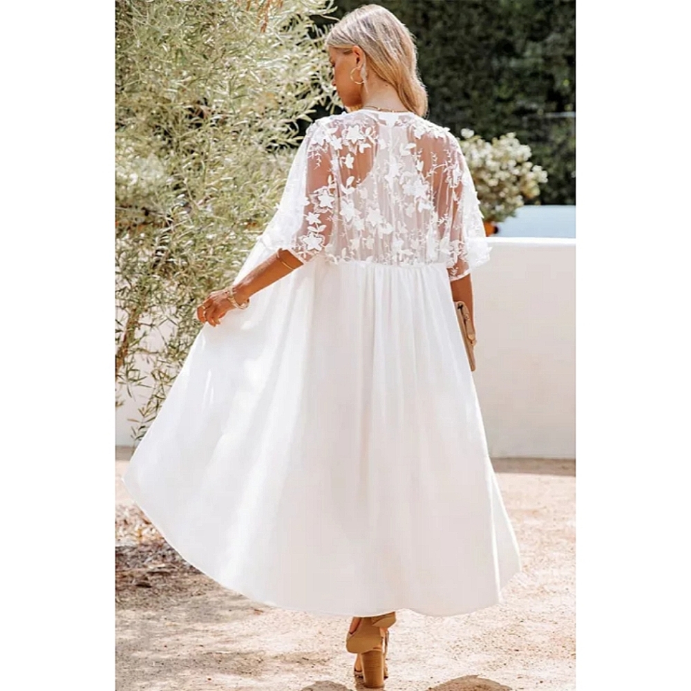 LAST ONE! Plus Size Boho ELAINE White Lace Kimono - Picture 2 of 5